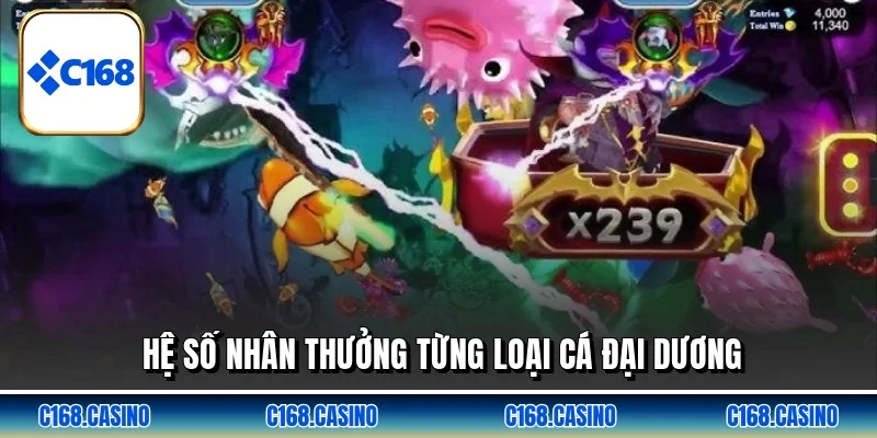 Hệ số nhân thưởng từng loại cá đại dương Hệ số nhân thưởng từng loại cá đại dương