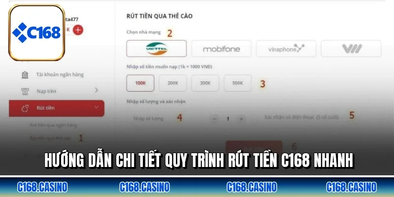 Hướng dẫn chi tiết quy trình rút tiền C168 nhanh Hướng dẫn chi tiết quy trình rút tiền C168 nhanh